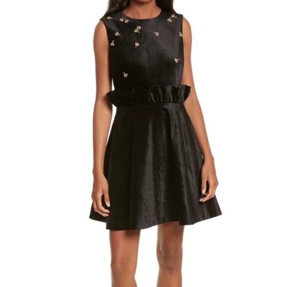 Elegant Black Queen Bee Ruffle Shift Dress Ted Baker NWT - Picture 5 of 16